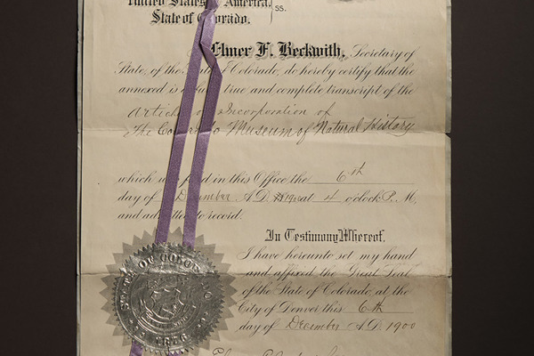 Original document of the articles of incorporation of the museum